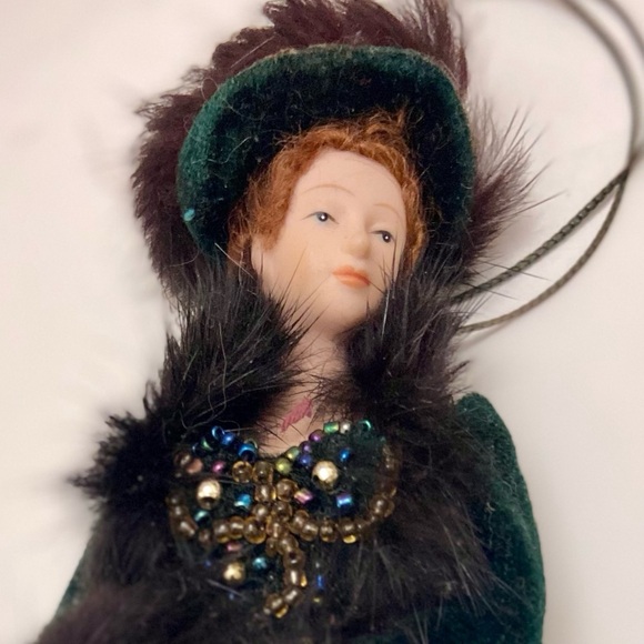 Vintage Auto or Christmas Ornament-Victorian Lady in Green Gown - Picture 3 of 12